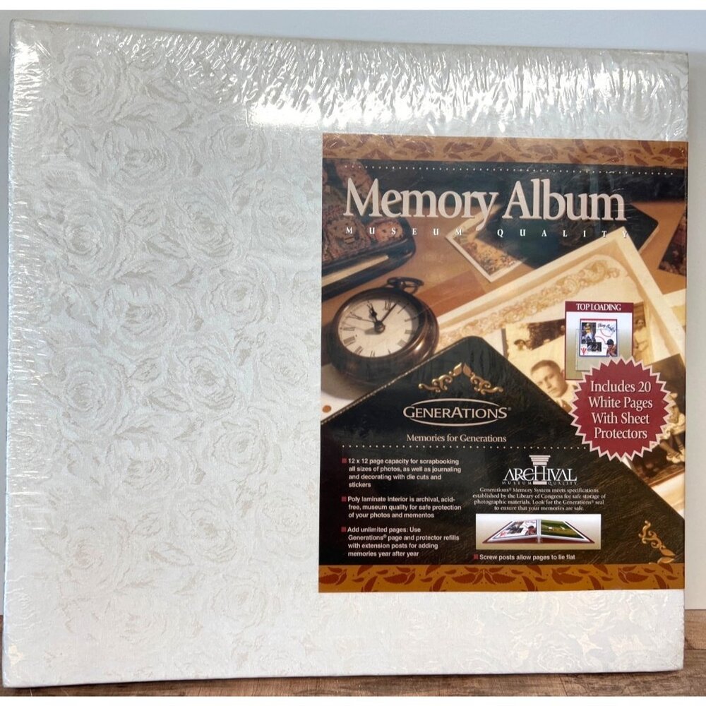 Generations Memory Album Archival Quality Scrapbook W/20 White Pages & Protector